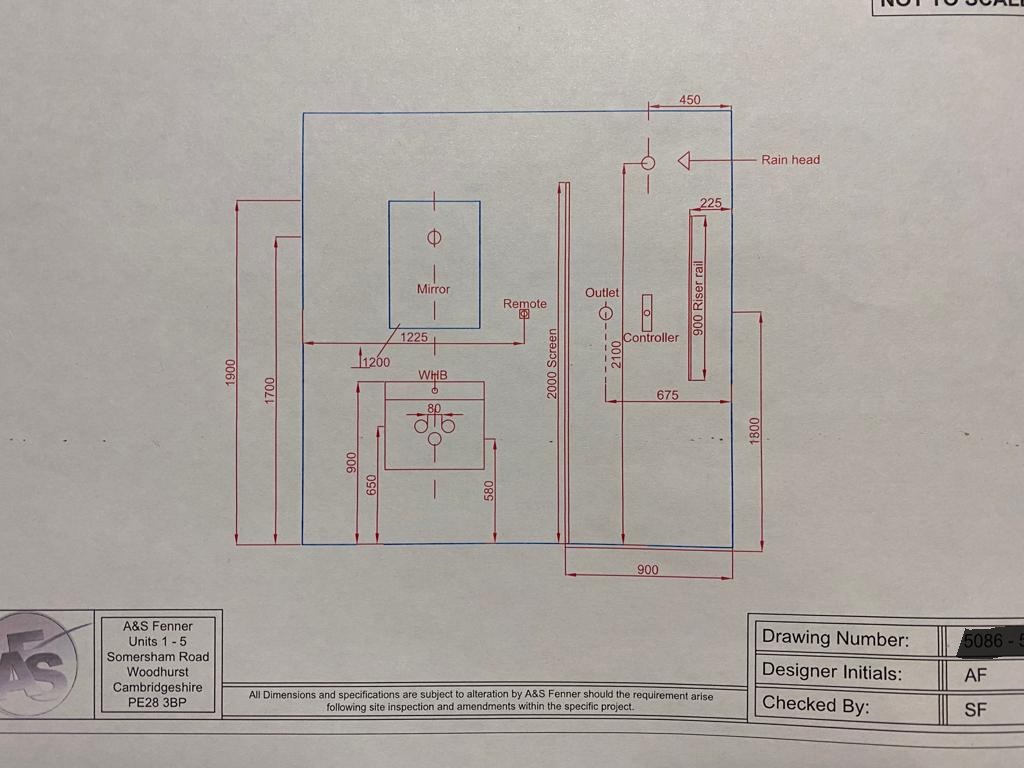 Our CAD Installation Basin/Shower Wall Drawing